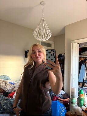 Brown Women's Zip-Front Fleece Vest - Home Storage & Organization